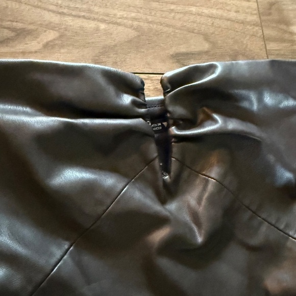 Zara Faux Leather Bandeau Crop Top | Dark Brown | Size XS - Picture 4 of 5